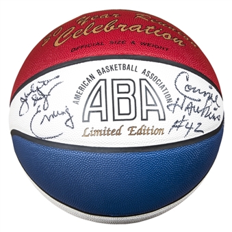 Julius "Dr. J" Erving & Connie Hawkins Dual Signed ABA 30 Year Reunion Celebration Basketball (LE 217/500) (PSA/DNA)